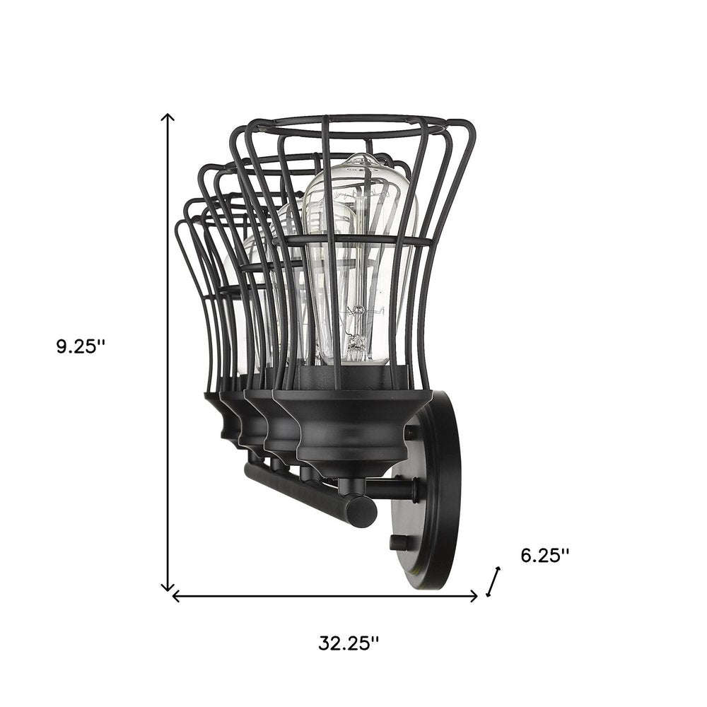 9" Black Metal Vanity Flush Mounted Sconce on a white background