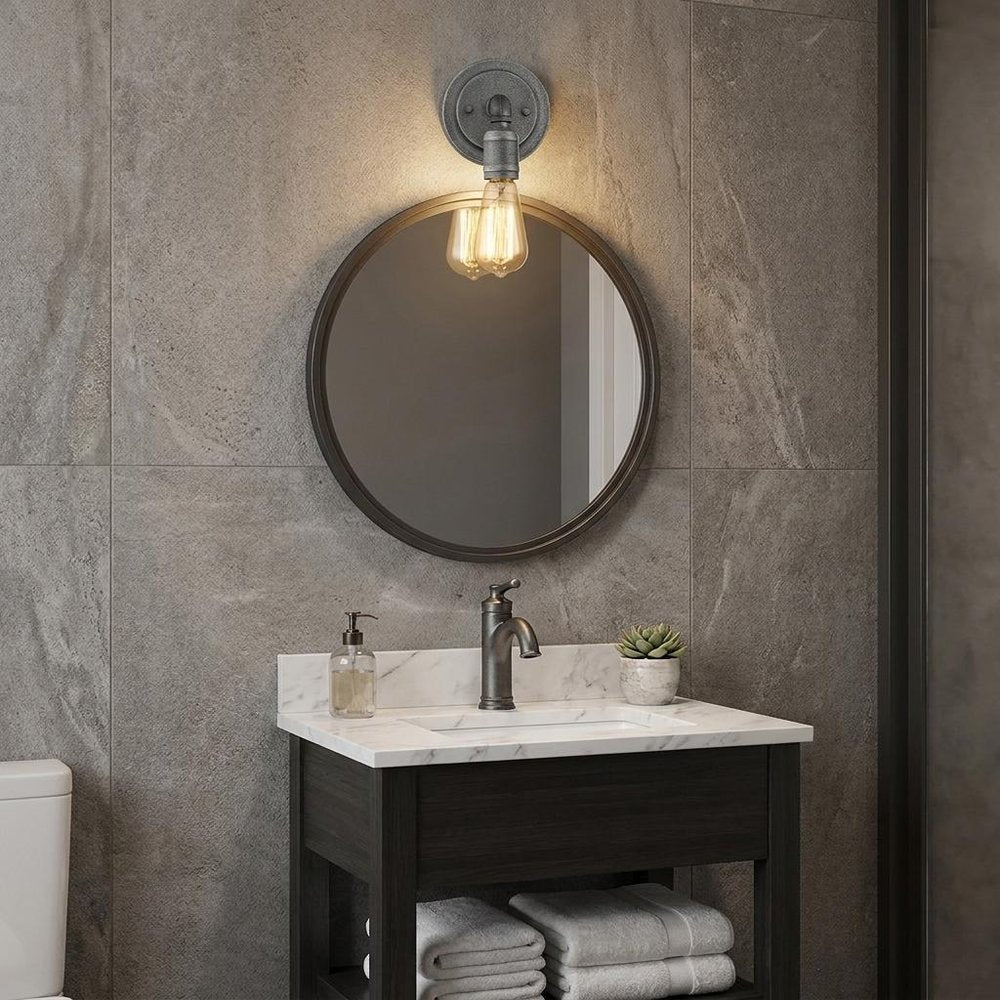 Industrial Textured Gray Wall Light