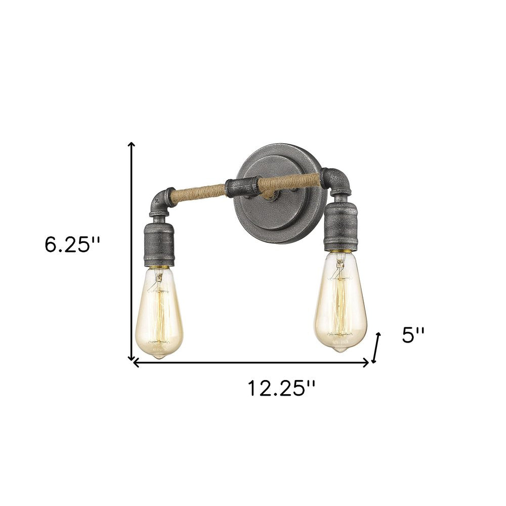 Two Light Industrial Textured Gray Wall Light on a white background