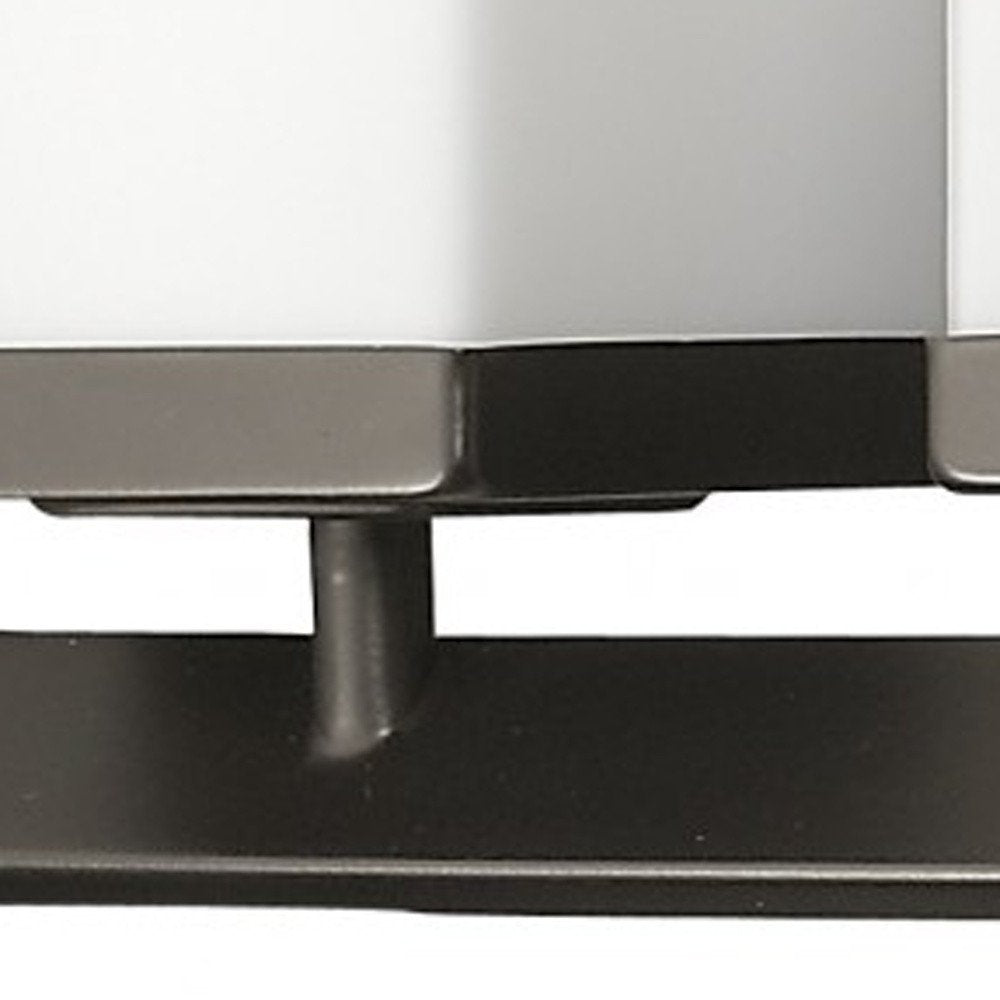 8" Black And White Metal and Glass Vanity Flush Mounted Sconce