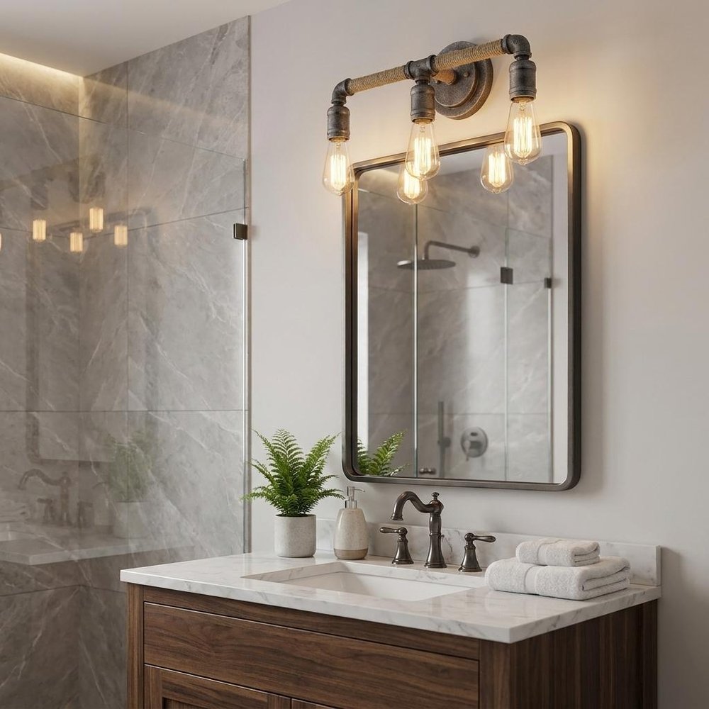 2" Black Metal Vanity Flush Mounted Sconce