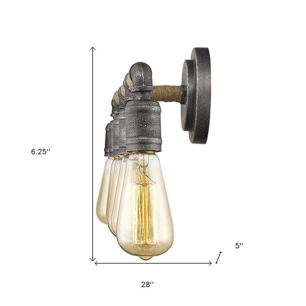 6" Black Metal Vanity Flush Mounted Sconce