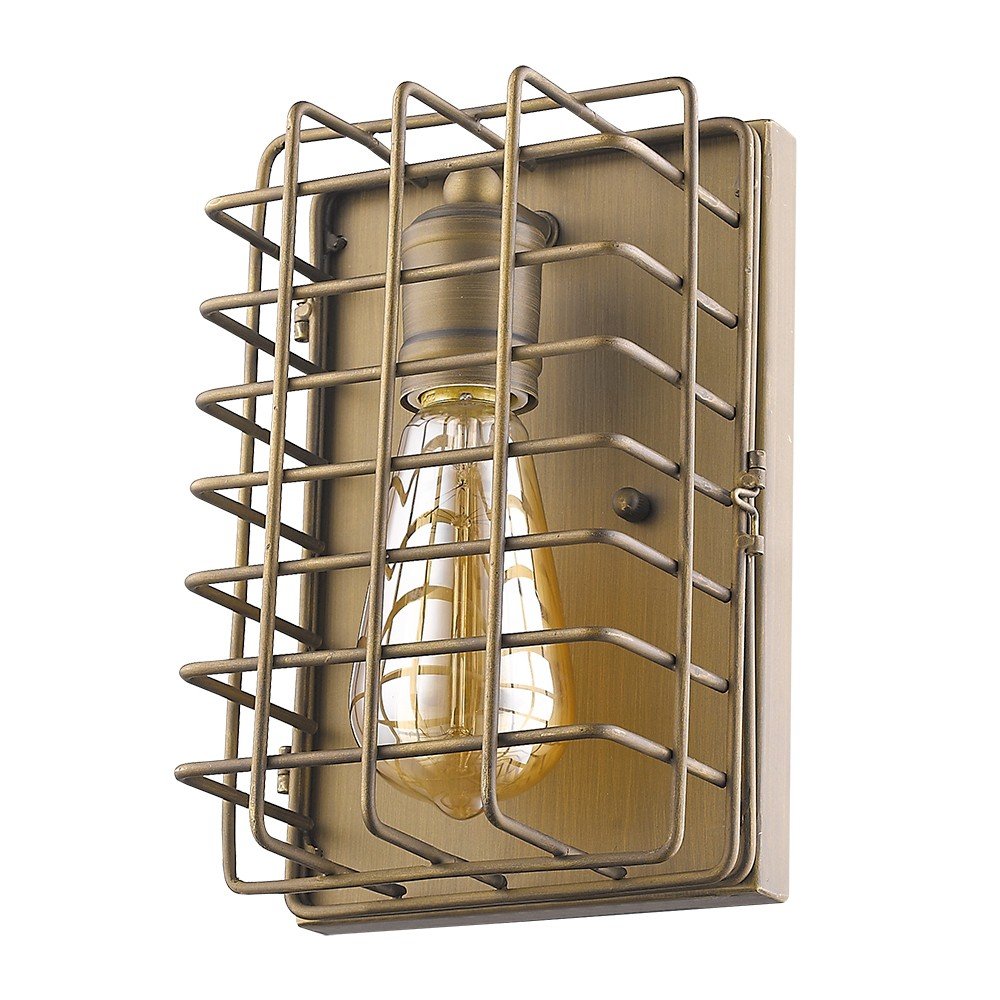 Light Gold Cage Wall Sconce on a white background