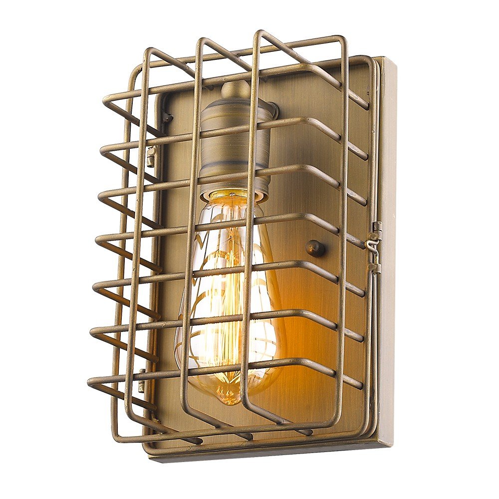 Light Gold Cage Wall Sconce on a white background