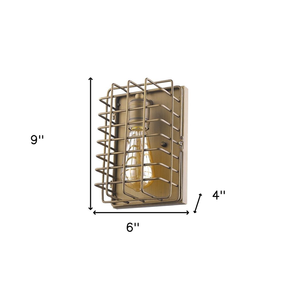 Light Gold Cage Wall Sconce on a white background