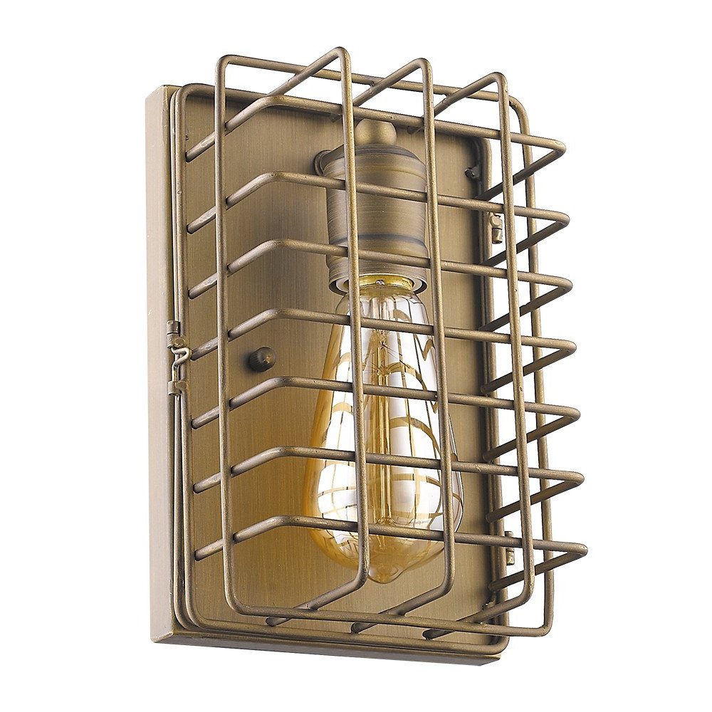 Light Gold Cage Wall Sconce on a white background