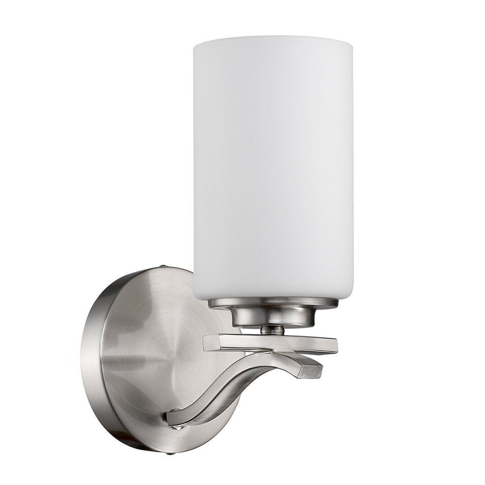 One Light Silver and Glass Wall Sconce on a white background
