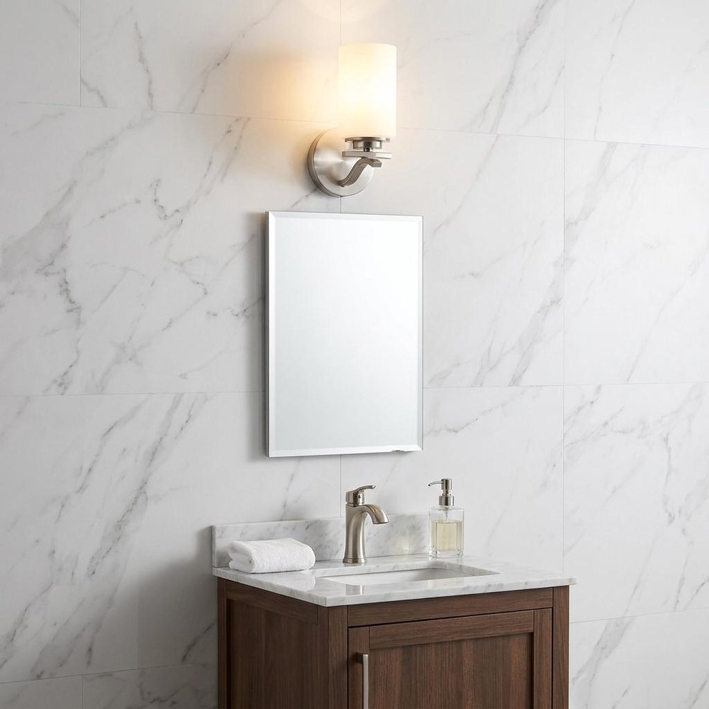 One Light Silver and Glass Wall Sconce