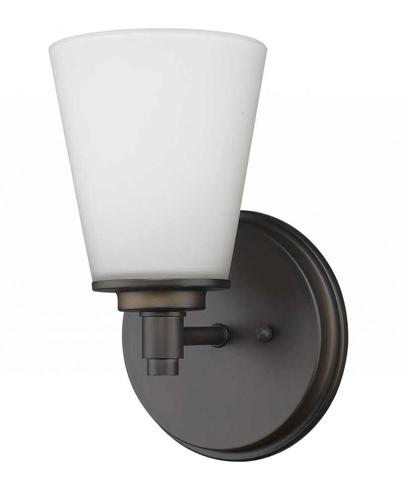 Bronze Wall Light with Frosted Glass Shade on a white background