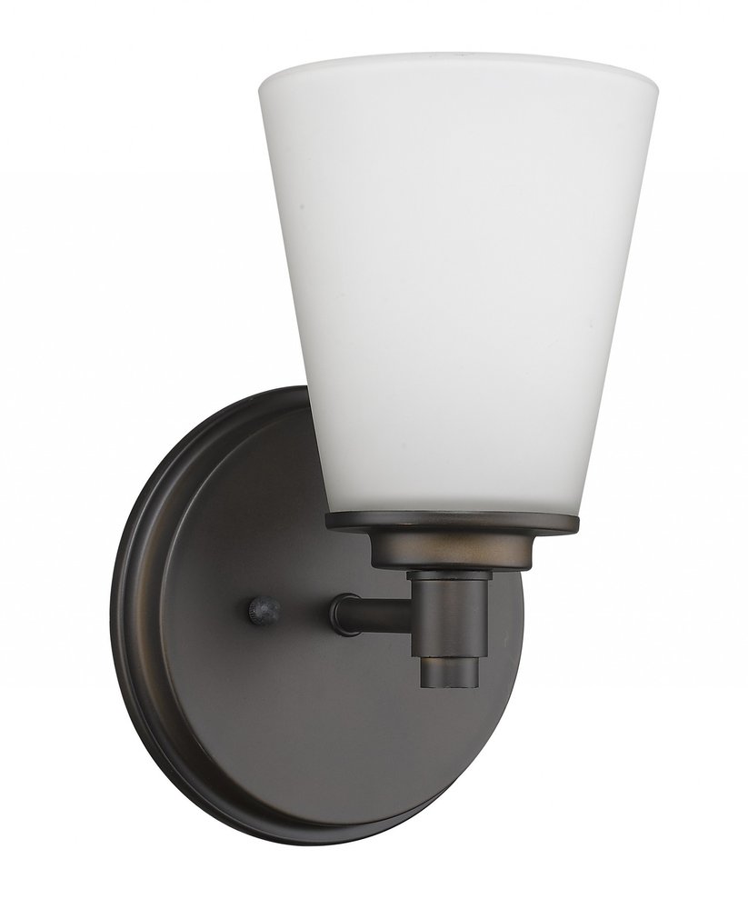 Bronze Wall Light with Frosted Glass Shade on a white background