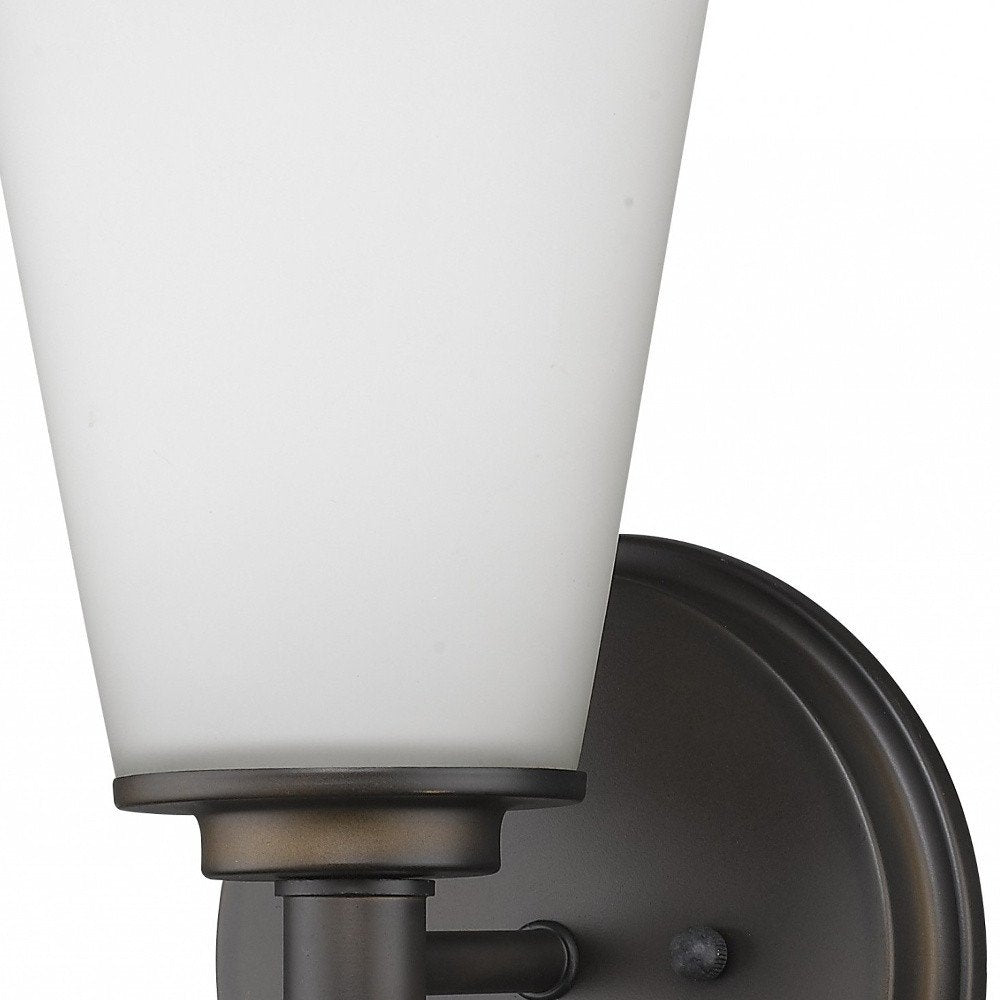 Bronze Wall Light with Frosted Glass Shade on a white background