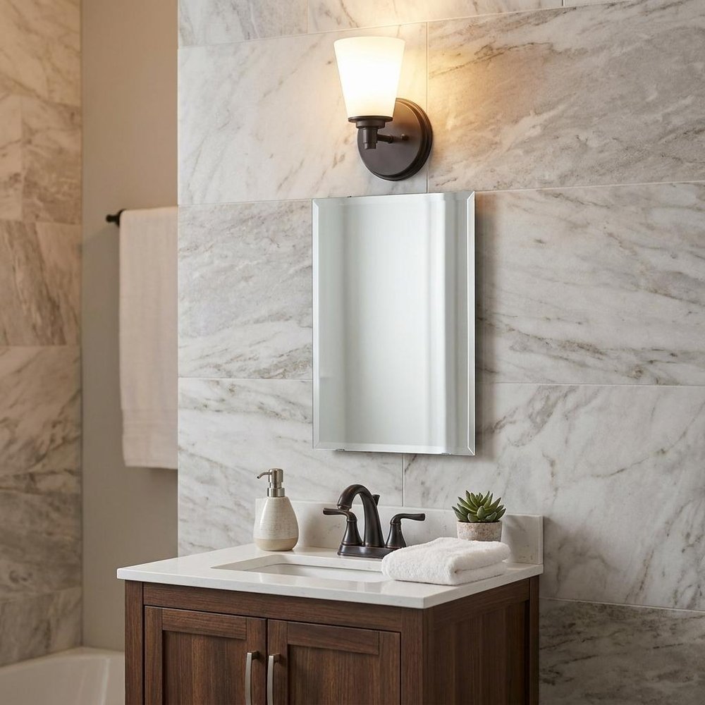Bronze Wall Light with Frosted Glass Shade