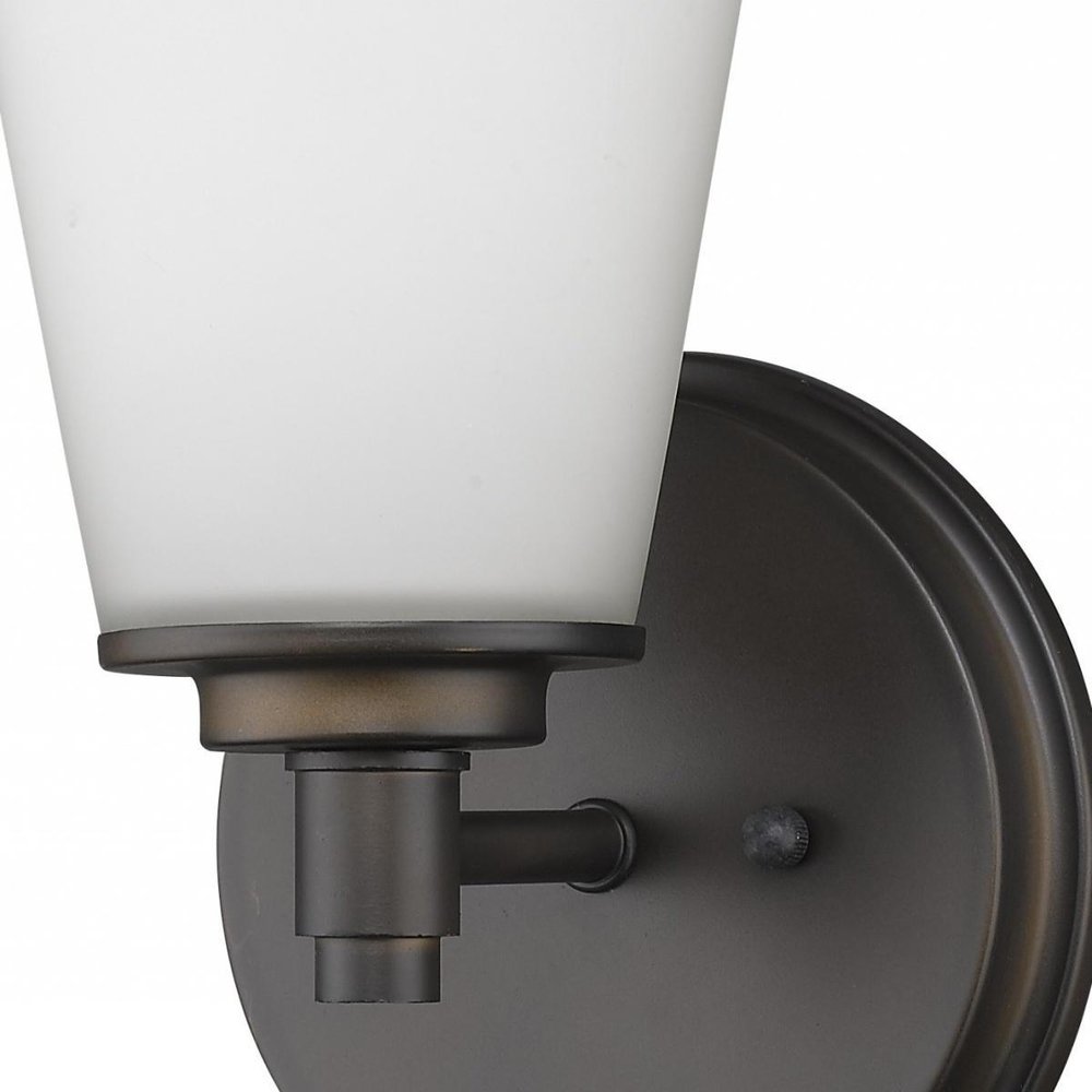Bronze Wall Light with Frosted Glass Shade on a white background