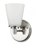Silver Wall Light with Frosted Glass Shade on a white background