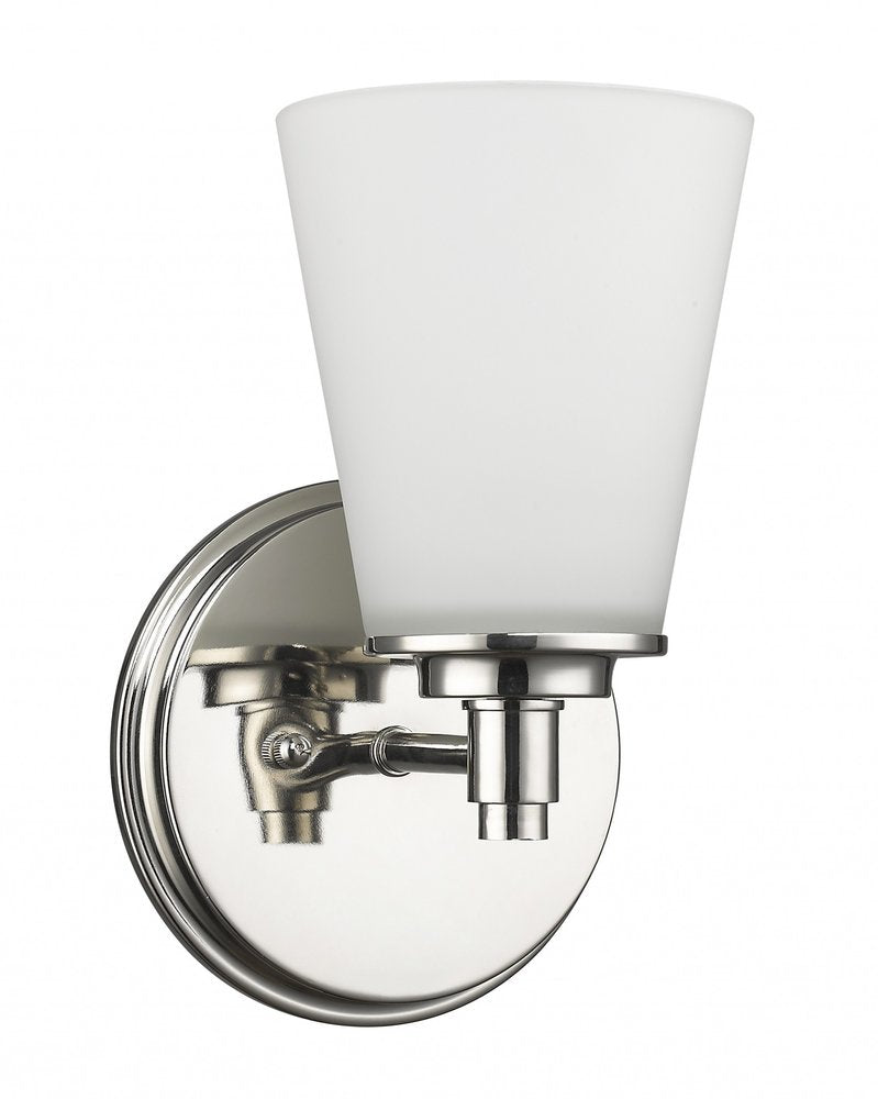 Silver Wall Light with Frosted Glass Shade on a white background