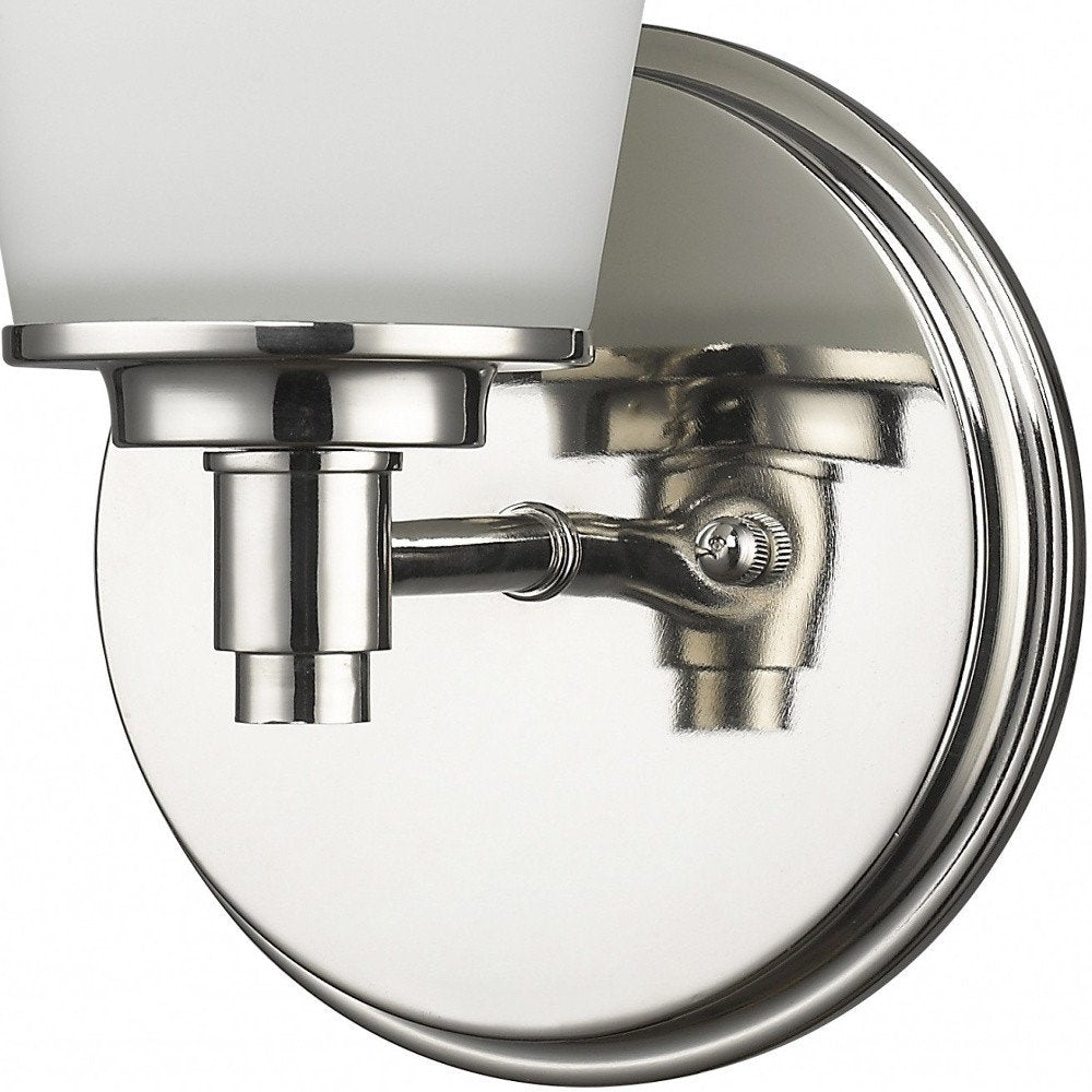 Silver Wall Light with Frosted Glass Shade on a white background