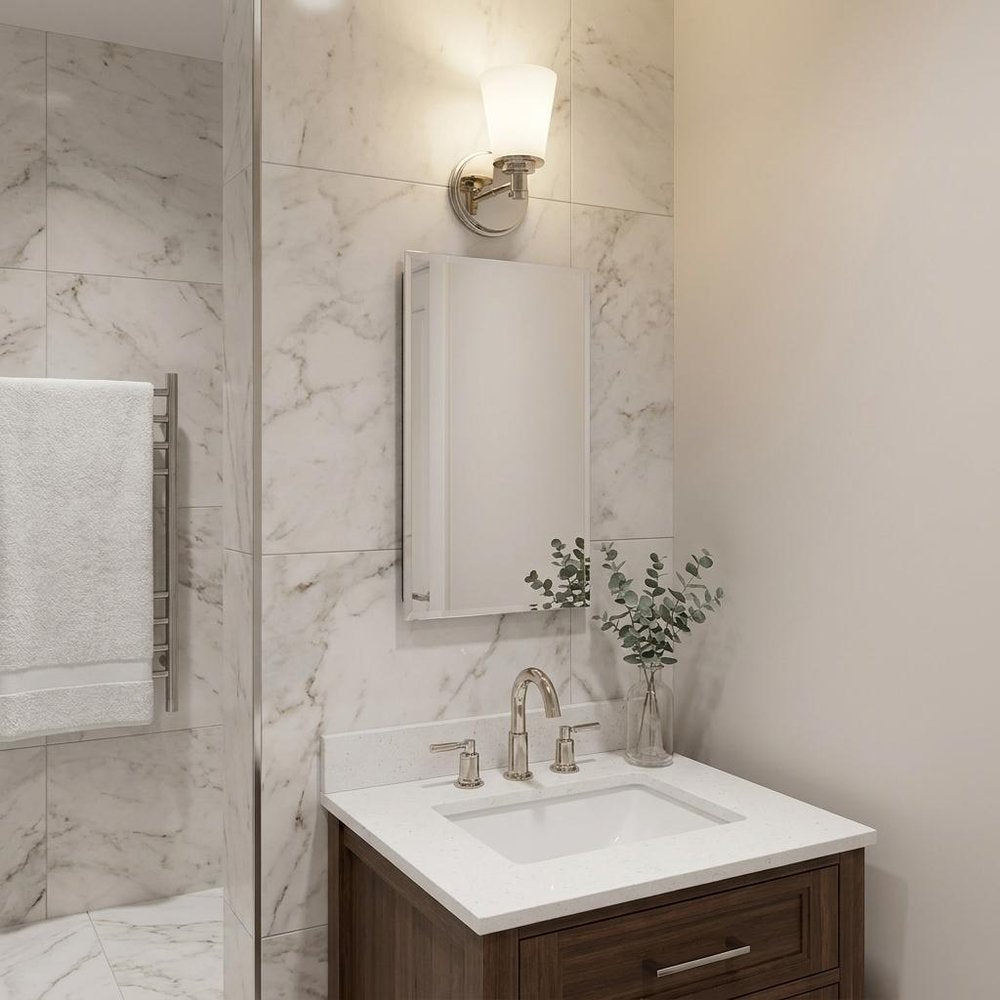 Silver Wall Light with Frosted Glass Shade