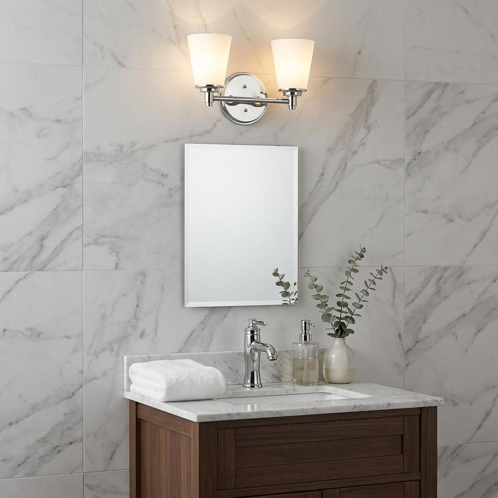 10" Silver And White Metal and Glass Vanity Flush Mounted Sconce