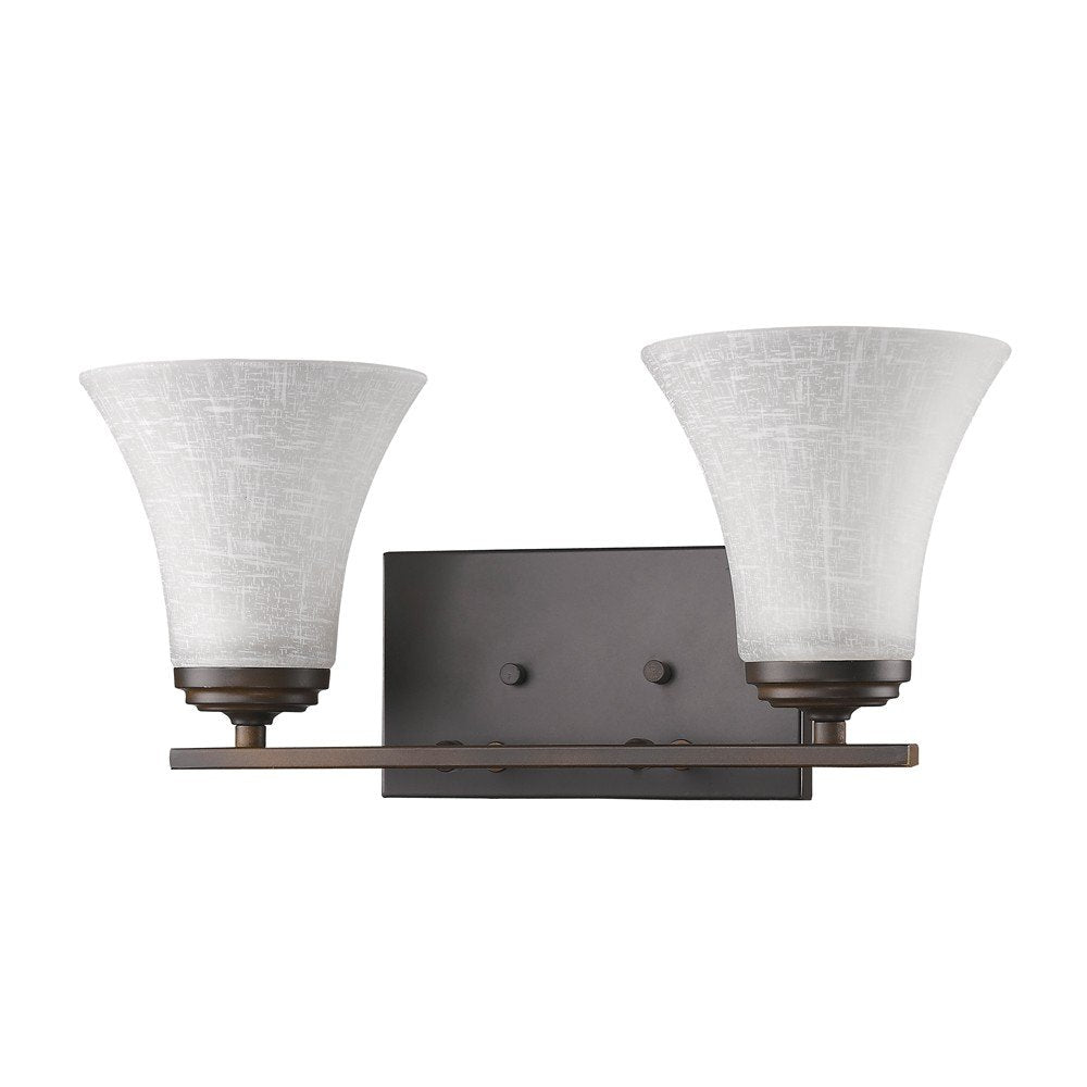 8" Antiqued Bronze Metal and Glass Vanity Flush Mounted Sconce