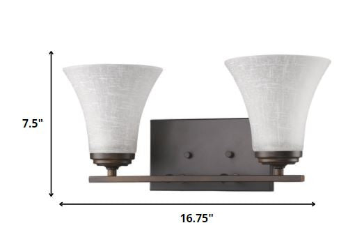 8" Antiqued Bronze Metal and Glass Vanity Flush Mounted Sconce
