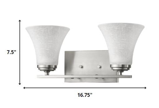 8" Silver And White Metal and Glass Vanity Flush Mounted Sconce