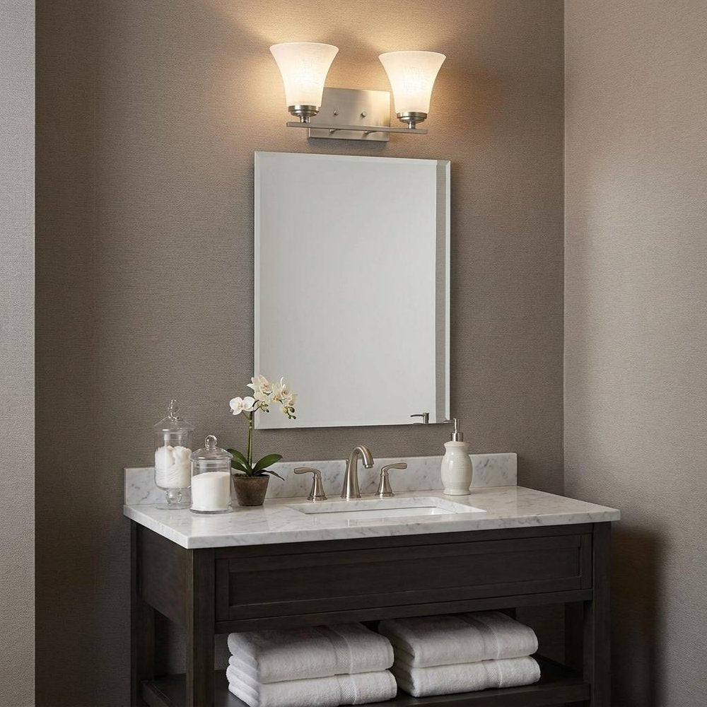 8" Silver And White Metal and Glass Vanity Flush Mounted Sconce