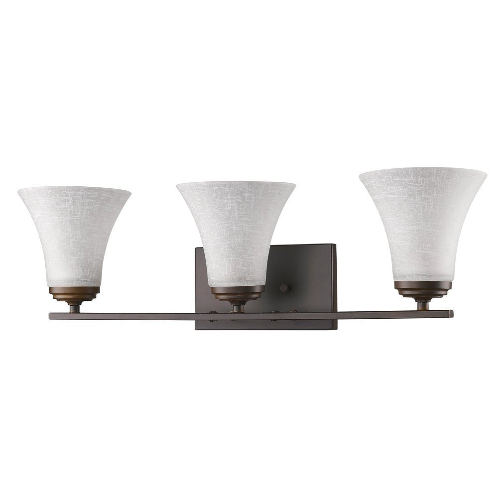 8" Bronze And White Metal and Glass Vanity Flush Mounted Sconce