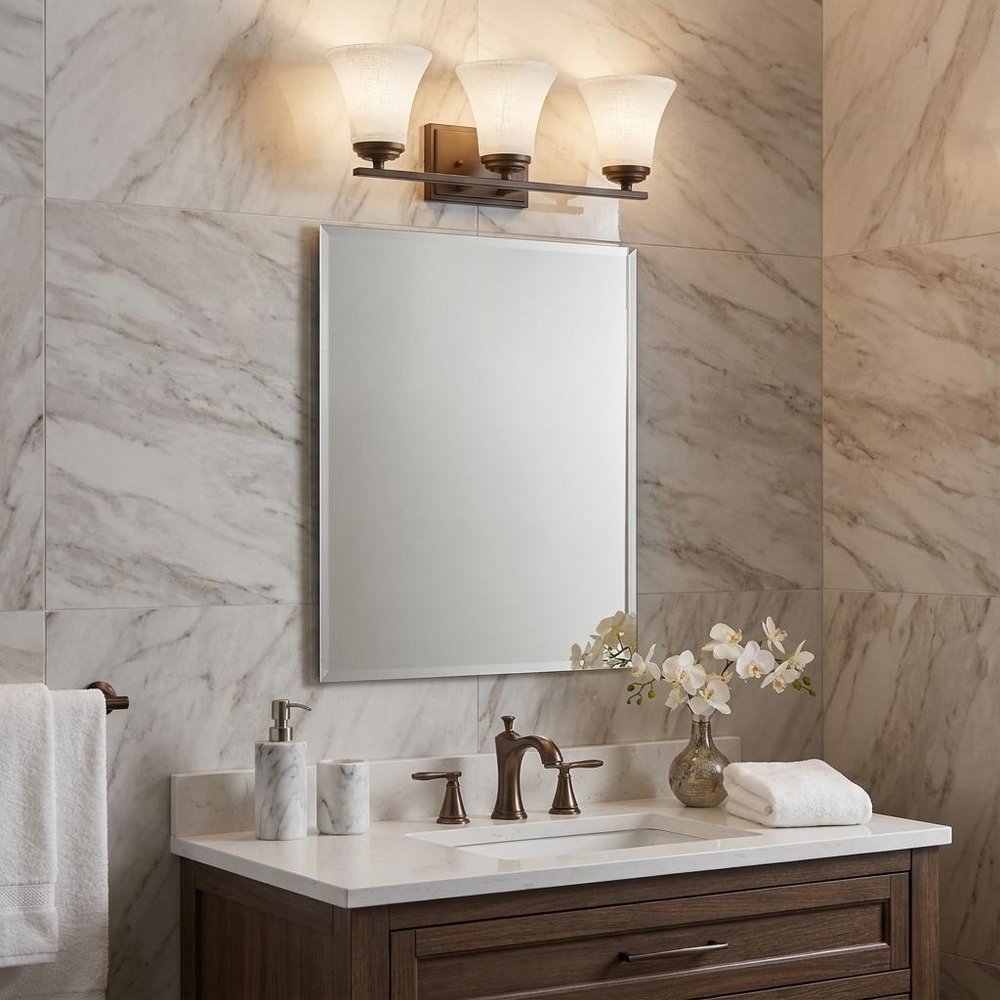 8" Bronze And White Metal and Glass Vanity Flush Mounted Sconce