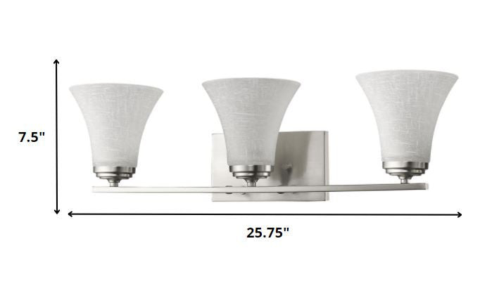 26" Silver And White Metal and Glass Three Lights Flush Mounted Sconce