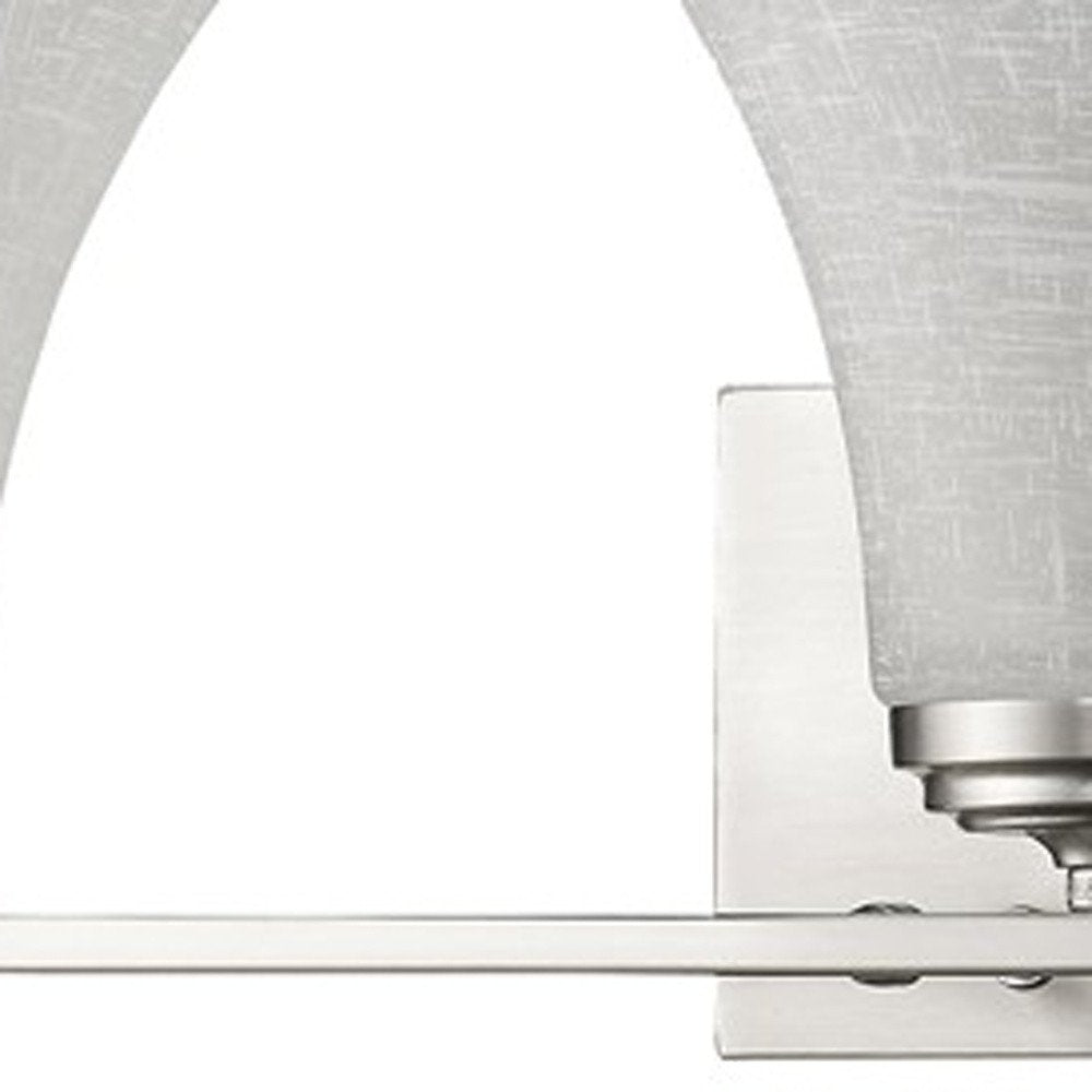 26" Silver And White Metal and Glass Three Lights Flush Mounted Sconce