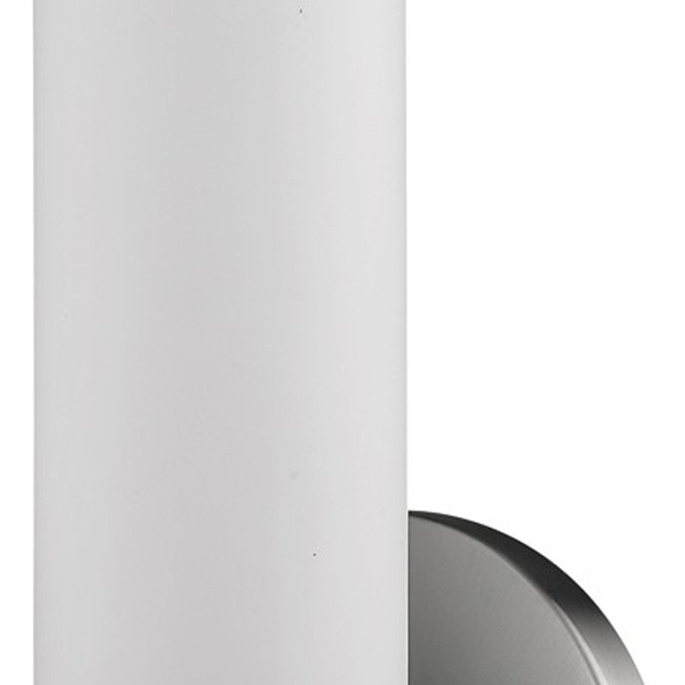 Silver Wall Light with Narrow Frosted Glass Shade on a white background