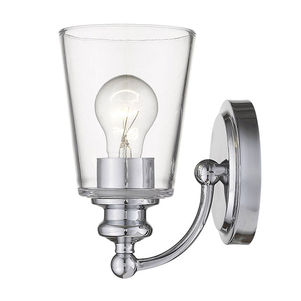 One Light Silver Glass Shade Wall Sconce on a white background
