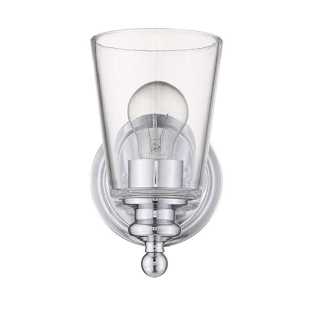 One Light Silver Glass Shade Wall Sconce on a white background