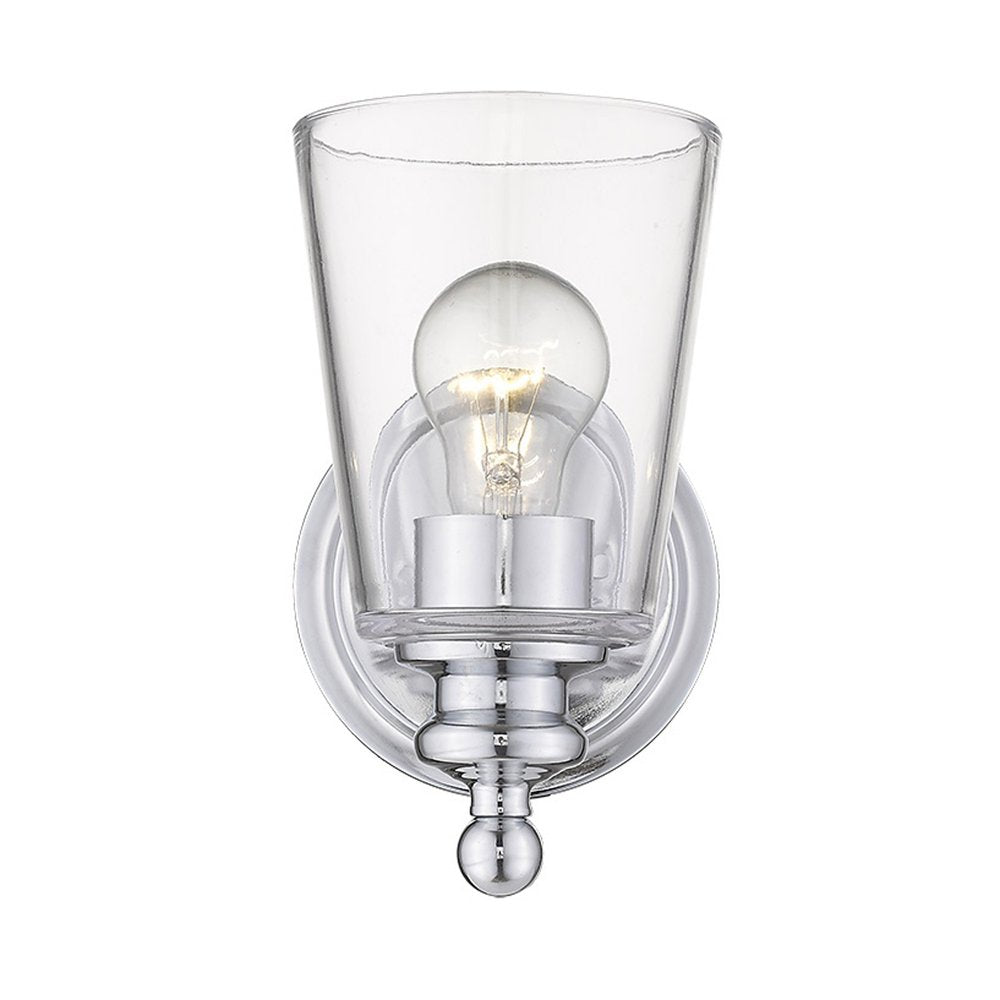 One Light Silver Glass Shade Wall Sconce on a white background