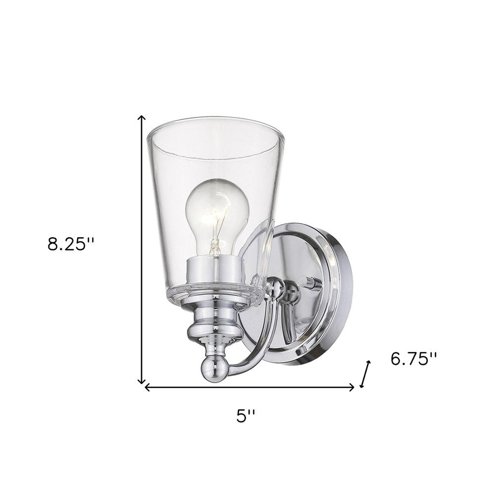 One Light Silver Glass Shade Wall Sconce on a white background