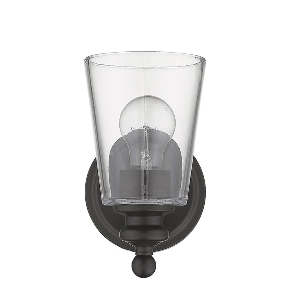 One Light Antique Bronze Glass Shade Wall Sconce on a white background