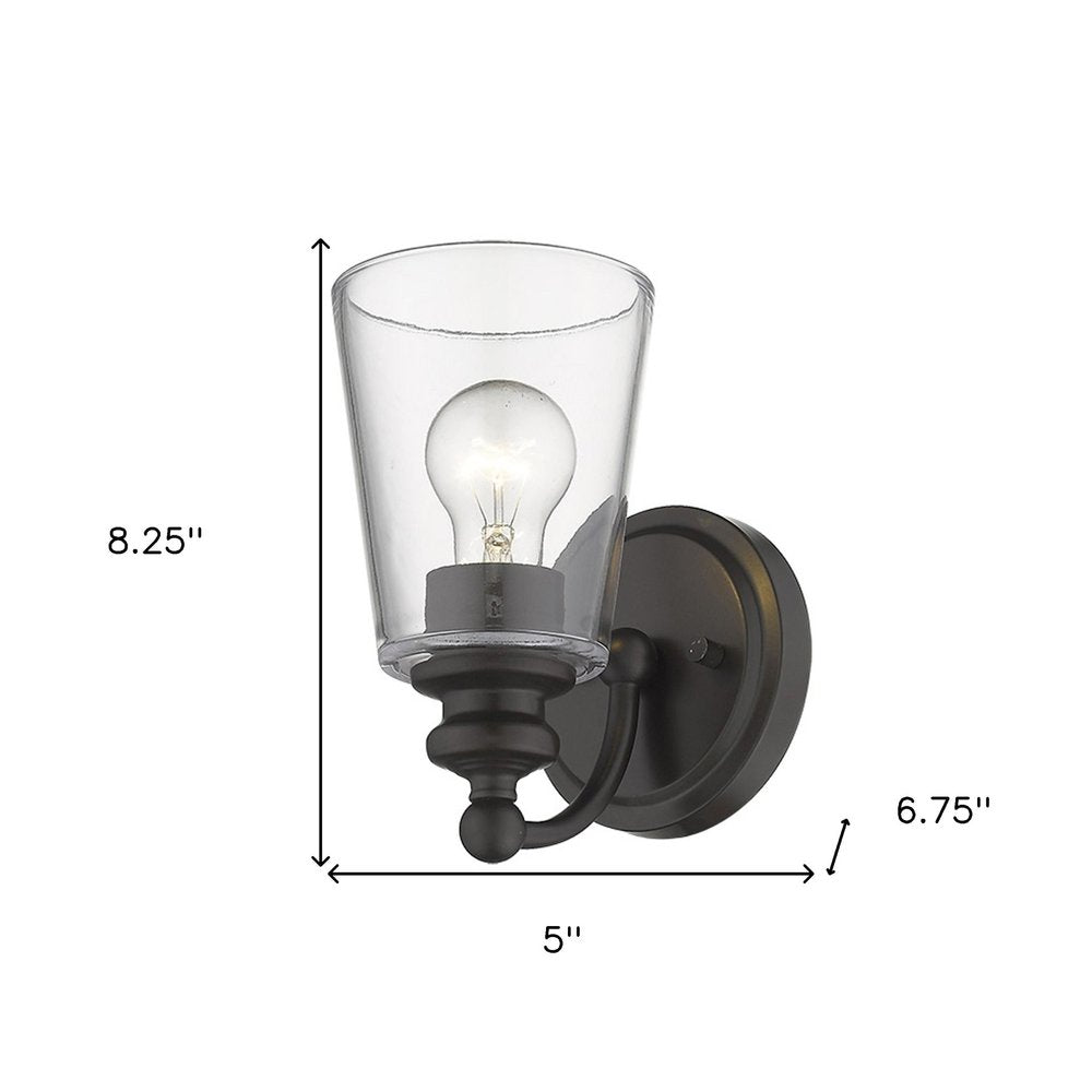 One Light Antique Bronze Glass Shade Wall Sconce on a white background