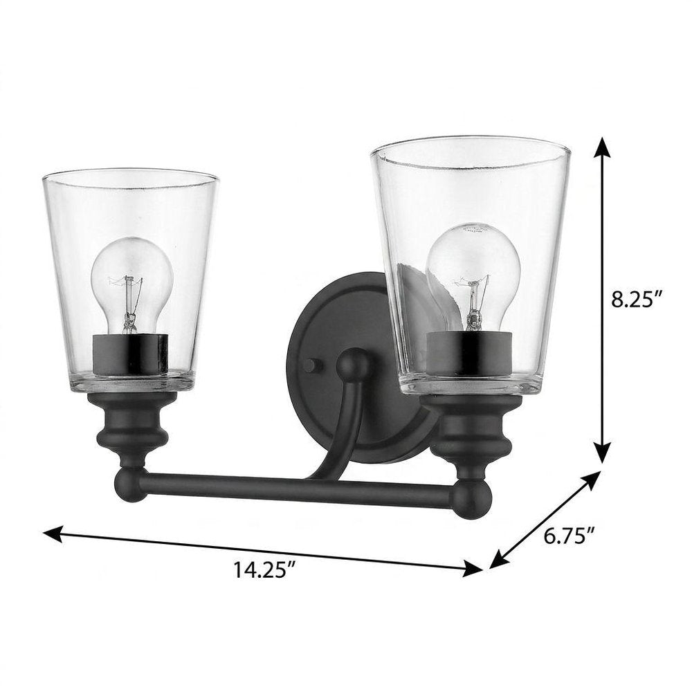 8" Black And Clear Metal Vanity Flush Mounted Sconce