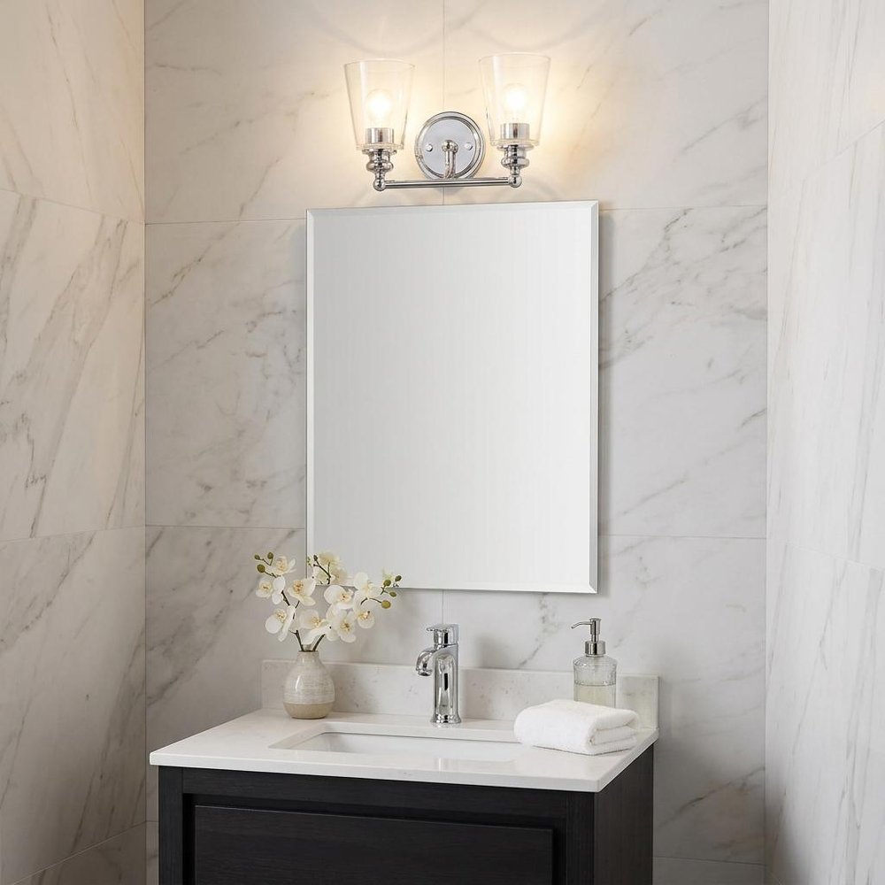 8" Silver And Clear Metal Vanity Flush Mounted Sconce