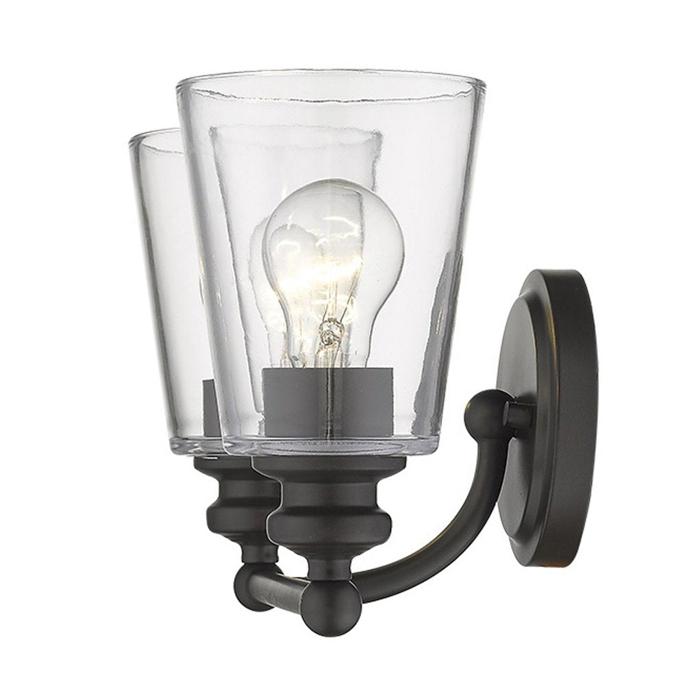 8" Black And Clear Metal Vanity Flush Mounted Sconce