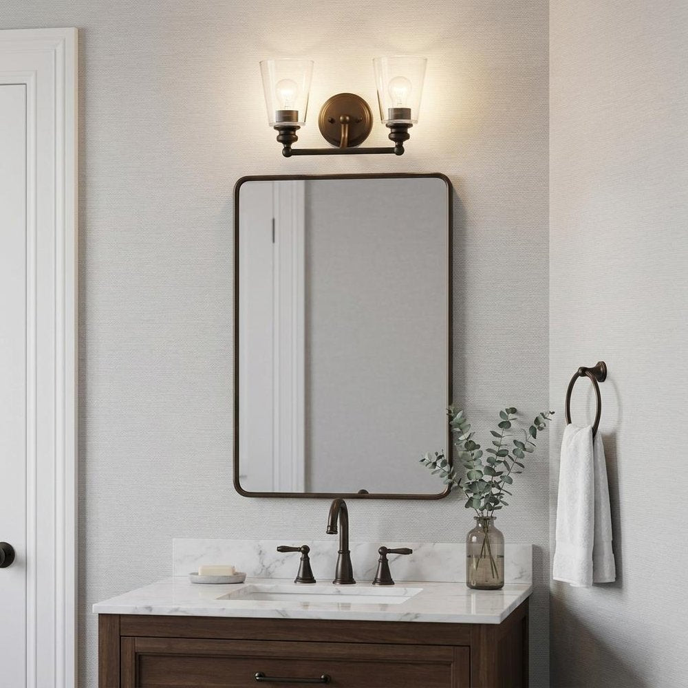 8" Black And Clear Metal Vanity Flush Mounted Sconce