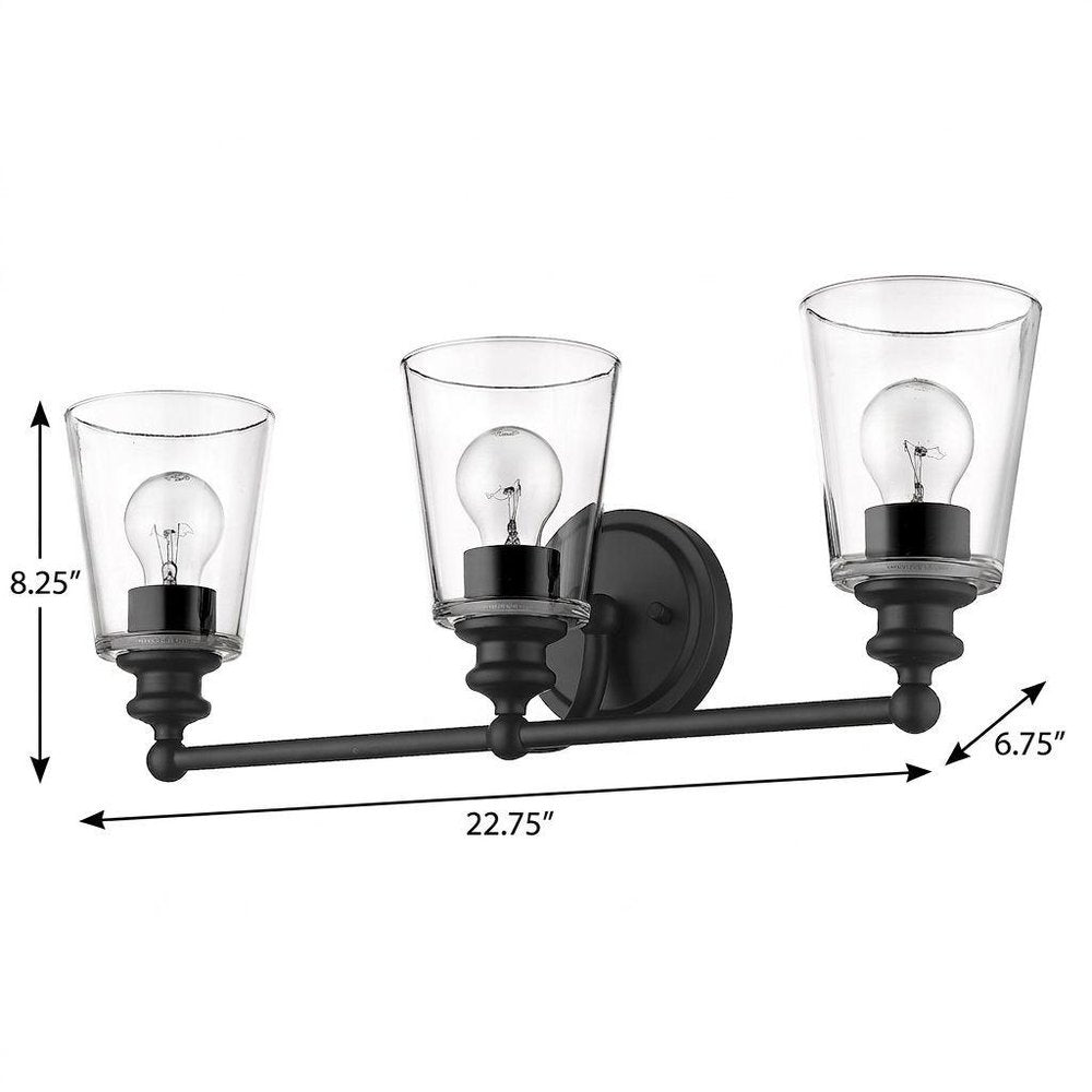 8" Black And Clear Metal Vanity Flush Mounted Sconce