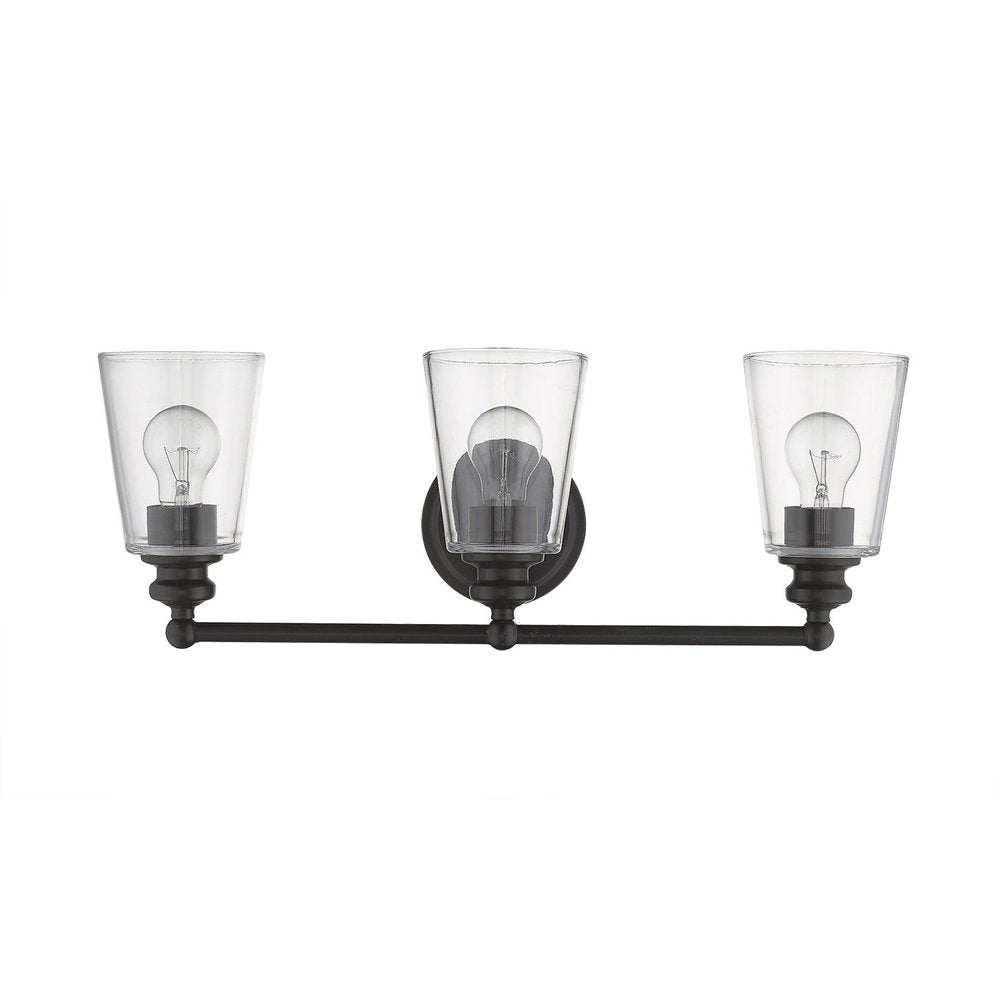8" Clear And Antiqued Bronze Metal Vanity Flush Mounted Sconce