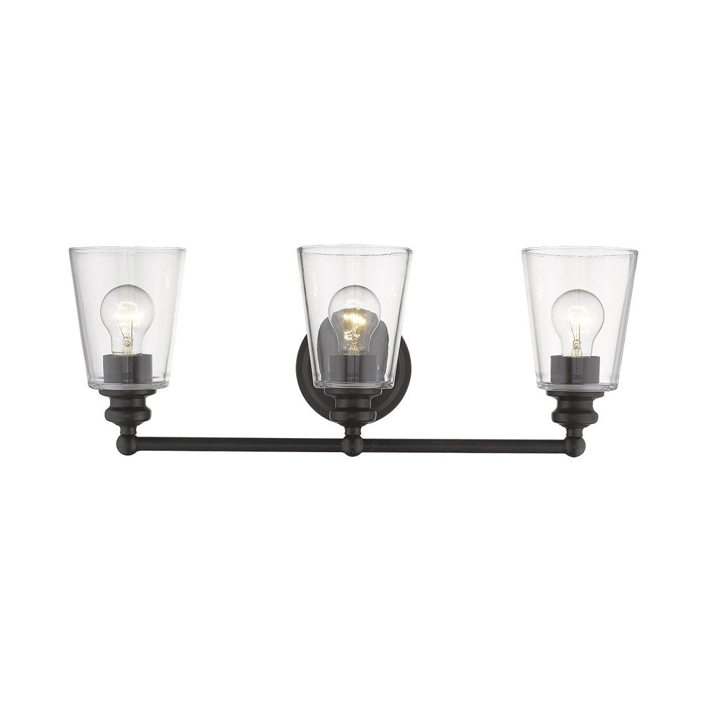 8" Clear And Antiqued Bronze Metal Vanity Flush Mounted Sconce