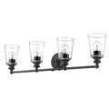 8" Black And Clear Metal and Glass Vanity Flush Mounted Sconce