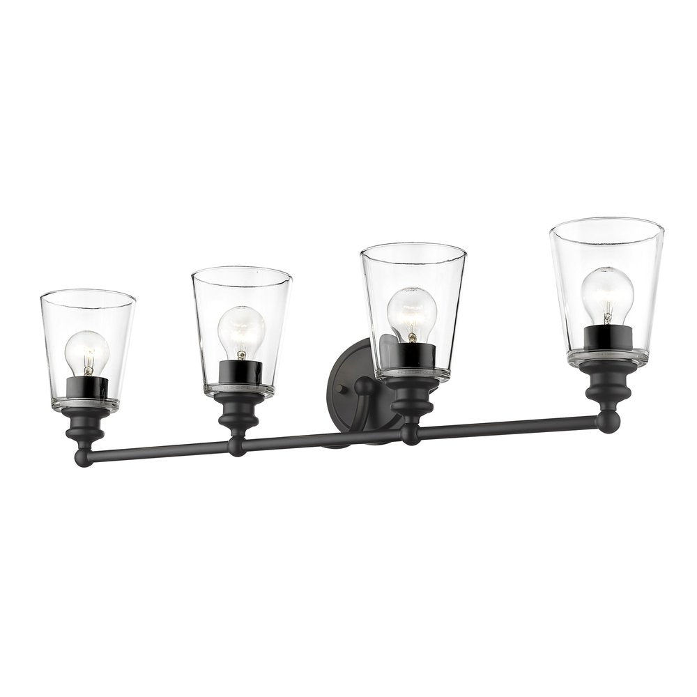 8" Black And Clear Metal and Glass Vanity Flush Mounted Sconce
