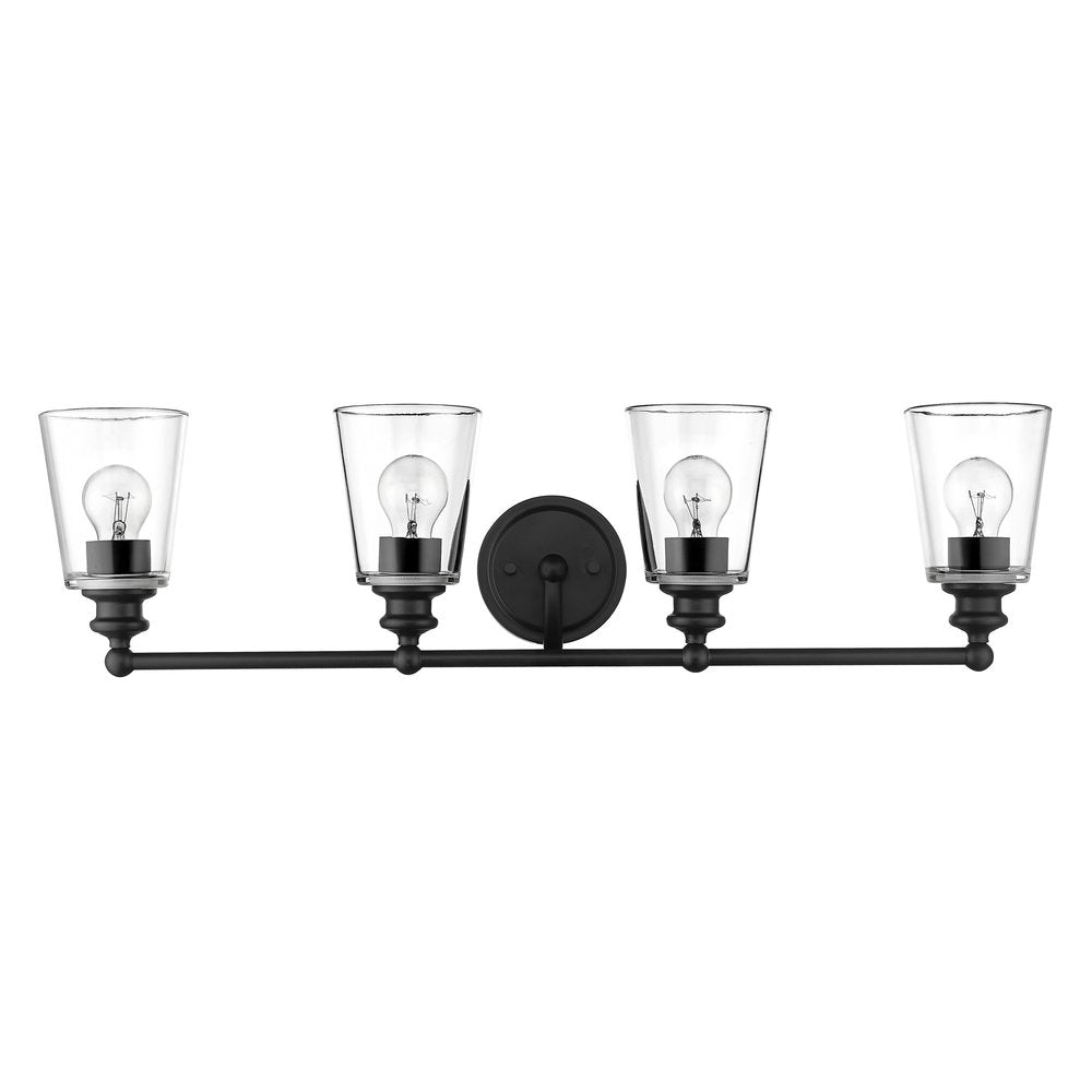 8" Black And Clear Metal and Glass Vanity Flush Mounted Sconce