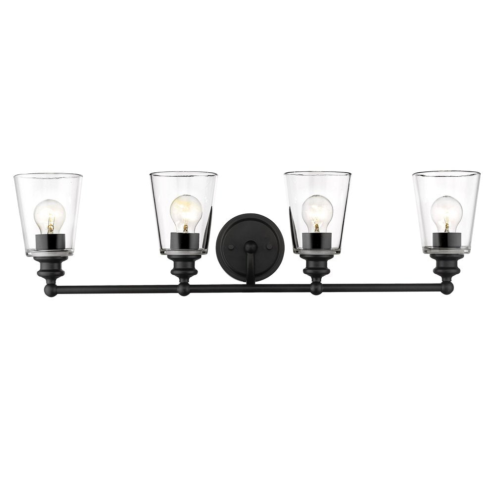 8" Black And Clear Metal and Glass Vanity Flush Mounted Sconce