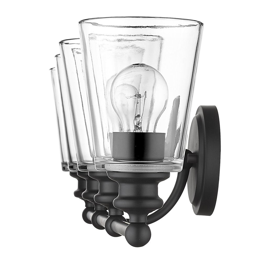 8" Black And Clear Metal and Glass Vanity Flush Mounted Sconce