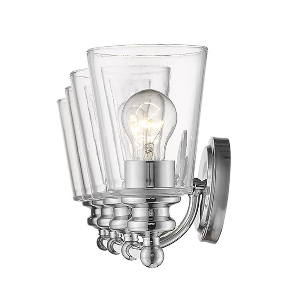 8" Silver And Clear Metal and Glass Vanity Flush Mounted Sconce